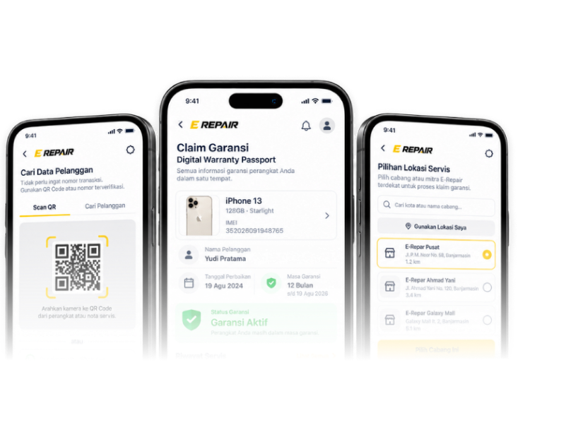 E-REPAIR App Interface Mockup